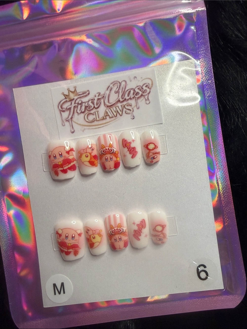 Kirby-Inspired Pink Press-On Nail Set